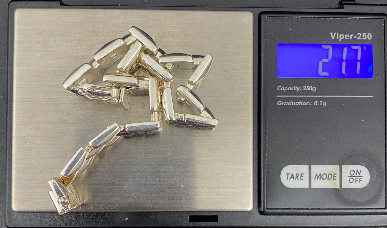 Two Sterling Silver Link Style Bracelets, One Squ… - image 5