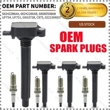 4Pcs Ignition Coil Pack Spark Plug Set for Cherokee Chrysler Dodge 2.4L L4 UF754