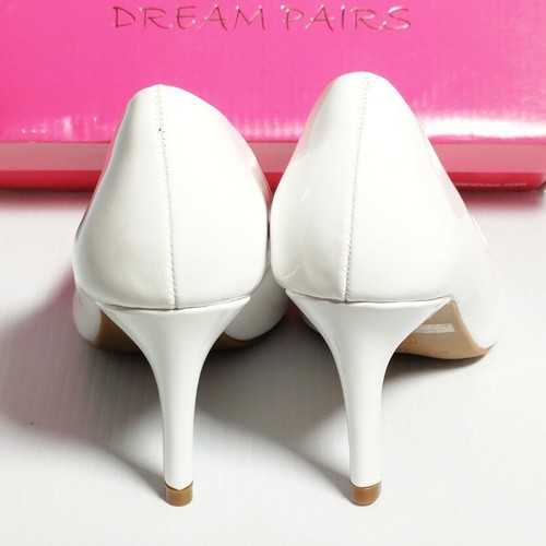 Dream Pairs Kucci Wedding Prom White Patent Stiletto Pointed Toe Shoe Size W 6.5 - Picture 5 of 6