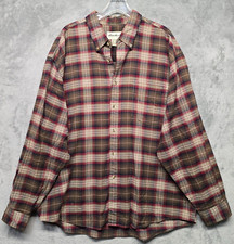 Eddie Bauer Shirt Mens 2X Large Brown Red Plaid Dress Shirt Long Sleeve Collared