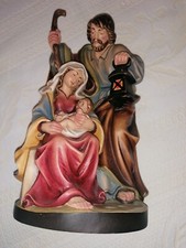 Blockkrippe Heilige Familie Hl. Nacht Holzschnitzerei farbig Südtirol 30 cm