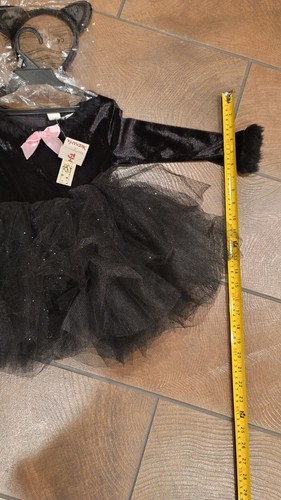 Black Kitty Cat Tutu Dress Halloween Costume Velour w/ Faux Fur Toddler Girl 5T - Picture 5 of 16