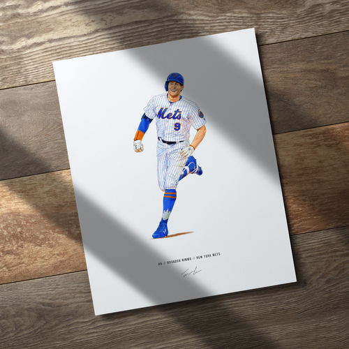 Brandon Nimmo New York Mets Baseball 8x10 Druck Poster Kunst illustriert