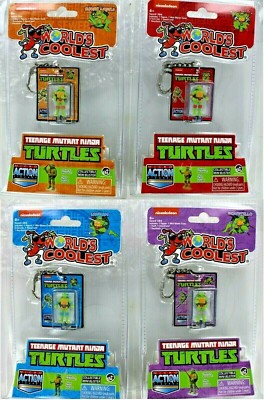 Set/4 World's Smallest TMNT Teenage Mutant NINJA TURTLES Leonardo Raphael NEW