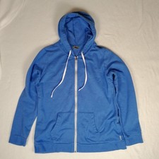 Eddie Bauer Blue Full Zip Hooded Sweatshirt Hoodie Women's Medium Cotton Blend
