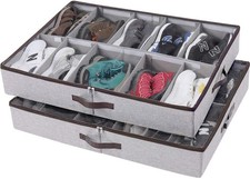 HOONEX Under Bed Shoe Storage Organizer with Adjustable Dividers, Shoe Holder...