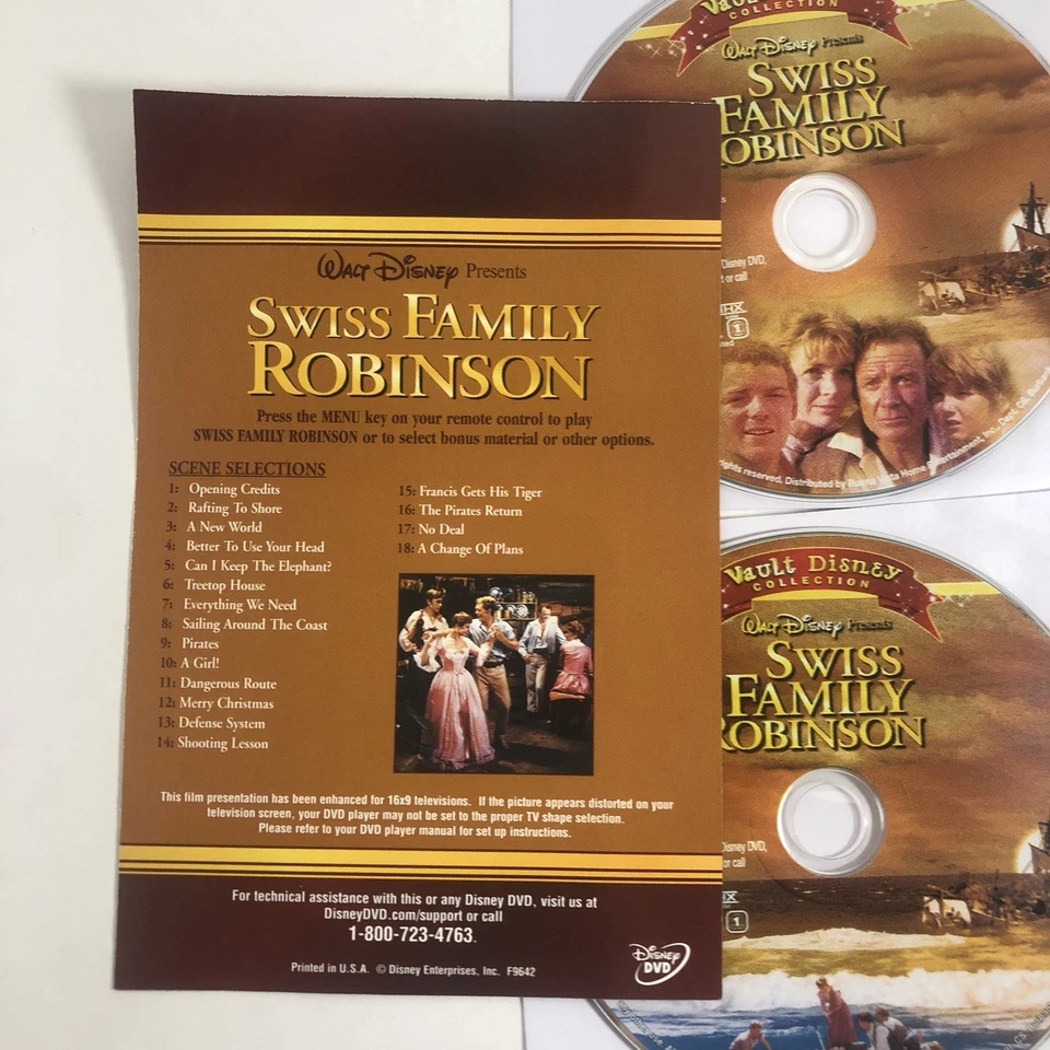 Swiss Family Robinson 1960 /2-DVDs *No Case* Discs & Scene Selections Art only - Image 2 of 4
