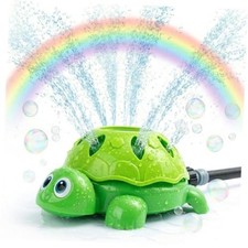 2-in-1 Turtle Sprinkler for Kids with Bubble Machine Kids Water Sprinkler