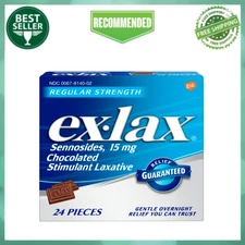 Ex-Lax Regular Strength Chocolated Stimulant Laxative Constipation Relief, 24 Ct