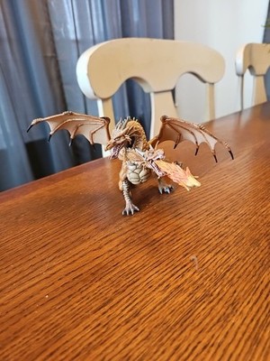 Papo Action Figure Fire Breathing Golden Two headed Hydra Dragon 2005 