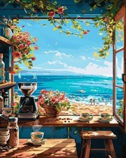 Cafe Bar Paint by Numbers Kit for Adults Beginner 16x20 Inch Home Art Decor