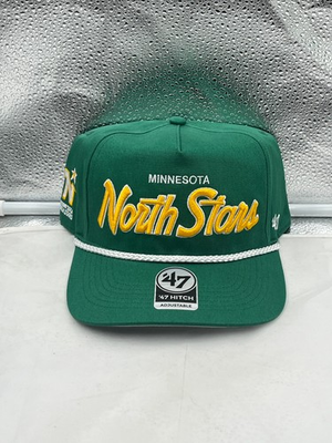 #ad Minnesota North Stars NHL #x27;47 Throwback Green Hitch Rope Adjustable Snapback Hat $38.00