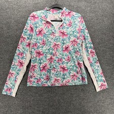 Tommy Bahama Top Womens L Multicolor Floral 1/4 Zip Pullover Golf Tennis Preppy