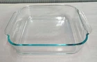 Vintage Pyrex #222 blue Tint 8×8×2 Square Casserole Baking Dish w/ Handles