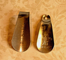 2 Vintage Advertising Metal Shoe Horns "The Walk-Over Shoe"  "Walk Over Shoes"