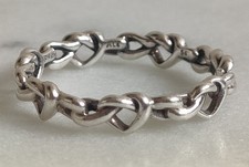 PANDORA S925 Ale Sterling Silver Knotted Hearts Ring Size 54