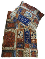 Vintage Velvet Curtain Panel W Matching Throw Pillow Patchwork Floral 1970s