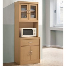 Mueble de cocina Hodedah con 1 cajón más espacio para microondas en madera beige