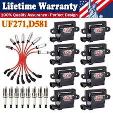 8 Pack Ignition Coil+Spark Plug+Wire Set For Chevy GMC 4.8L 5.3L 6.0L 8.1L UF271