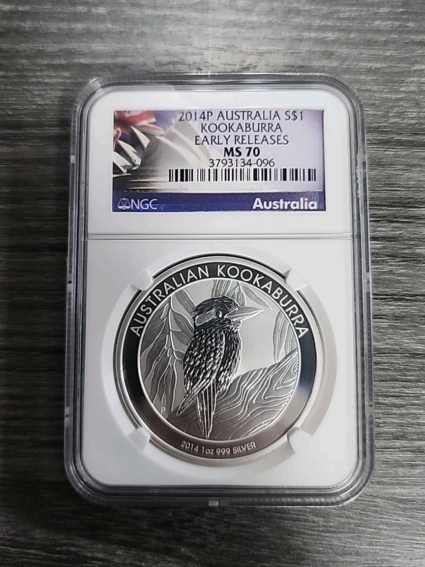 2014年 オーストラリア クーカバラ 1ドル 銀貨 MS 70 NGC 2014-P Australian Silver $1 Kookaburra, NGC MS 70, Early