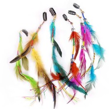 6 Pcs Hair Feather Clip in Handmade Boho Hippie Feather Clip Pirate Hair Accesso