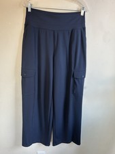 ATHLETA Venice Cargo Wide Leg Pant sz M Navy Blue High Rise 411453 Travel MINT