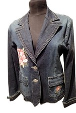 💜Jake*s Jeans Jacke *Blazer mit Stickerei Gr.40-42 Unikat d.-blau wie neu💜