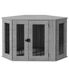 Luxury Wooden Dog Crate Furniture Side Table for Medium Dogs Grey