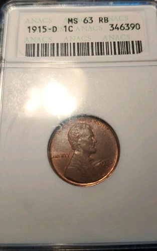 1915 D Lincoln Cent ANACS MS63 R/B