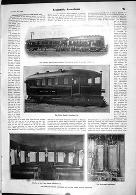 Alter 1905 wissenschaftlicher amerikanischer Benzinzugwagen Eisenbahn Fahrappar 20.