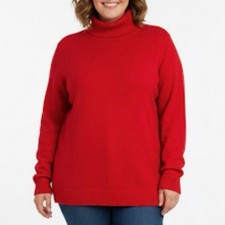 Talbots Plus Pure 100 Cashmere Red Turtleneck Sweater Quiet Luxury Size 2X