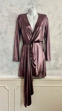 NEW - ZARA Purple Metallic Bodycon Grecian Style Party Mini Dress Small
