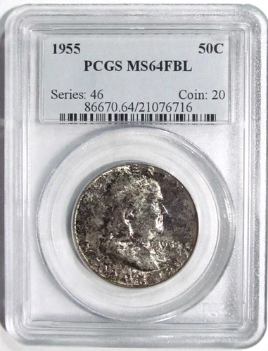 1955 FRANKLIN Silver Half Dollar PCGS MS 64 FBL