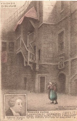 Edinburgh Riddles Close David Hume R.P. Phillimore Postcard c1910s Scottish
