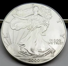 2000 American Silver Eagle 1 Troy Oz .999 Fine Silver Included US Mint Box #86