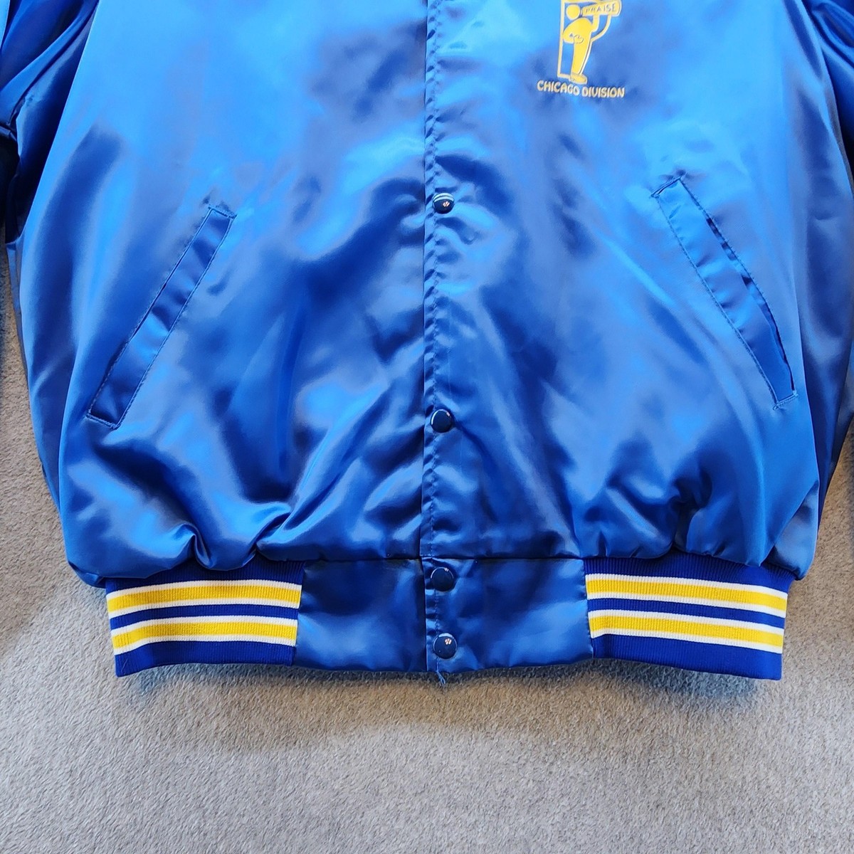 Vintage Westark Jacket Mens XL Blue Satin Bomber USPS Chicago Made 
