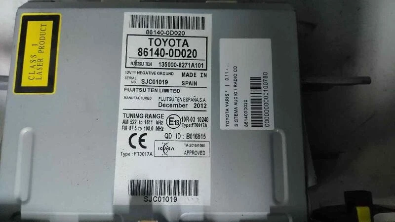 861400D020 100780 audio system für TOYOTA YARIS 1.3 16V CAT 2011 - Bild 2 von 4