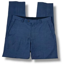 Jos A Bank Dress Pants Traveler Slim Fit Travel Tech Mens Size 34 Navy Blue Wool