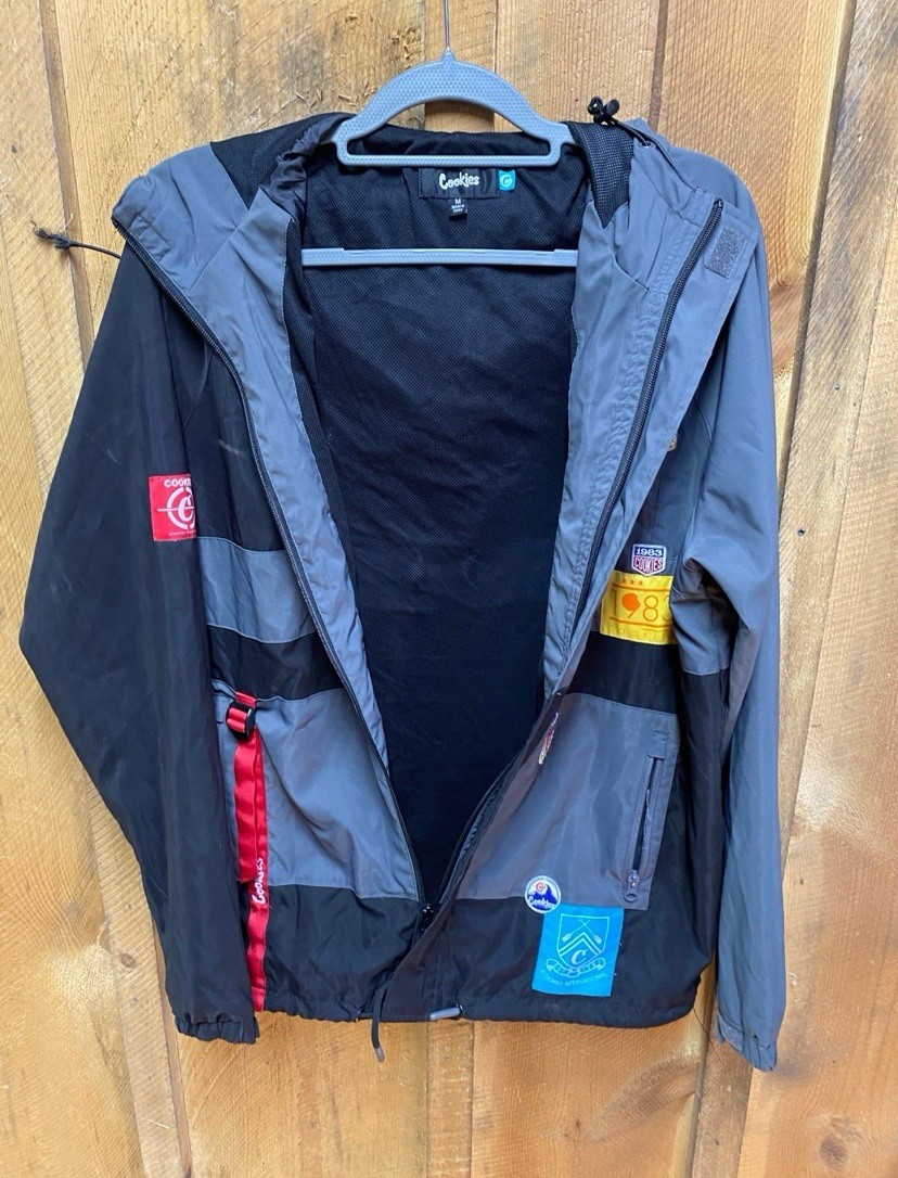 Cookies Patchwork Windbreaker Full Zip Hooded Jac… - image 5