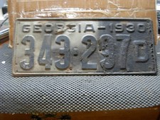 LICENSE PLATE  GEORGIA  1930  343-297D  PLATE AS RECEIVED PLEASE SEE PHOTO
