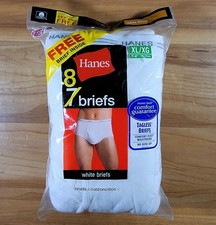Hanes Briefs 8 Pack Mens XL 40-42 Tagless Comfort Flex 100 Cotton 2010 White