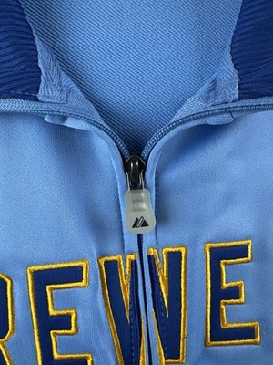 Vintage Milwaukee Brewers Track Jacket Majestic Zip Up Blue MLB