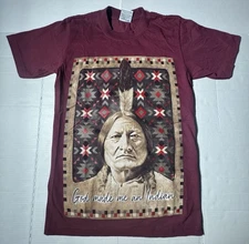 PreOwned Excellent Native Indian Pride Shaka Wear T Shirt Printed Burgundy Men S