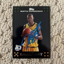 2007-08 Topps Kevin Durant 112 Signed Rookie Card JSA Auto Seattle Supersonics . rookie card picture