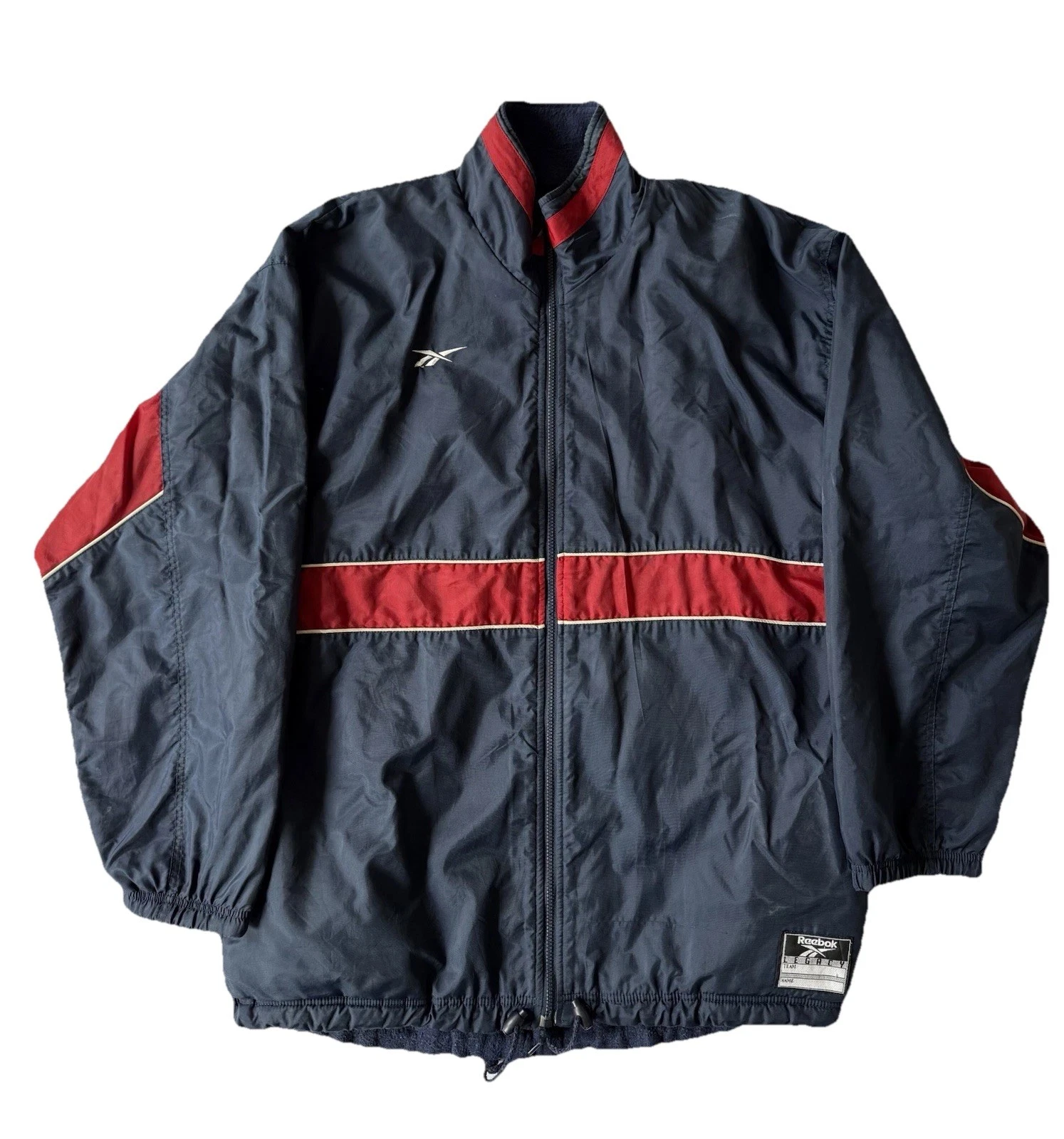 Reebok Reversible Windbreaker Fleece Jacket Vintage 90s Navy Red Zip Up Men’s XL