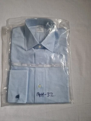 Brooks Brothers Blue Formal Shirt 14.5 Slim Fit Double Cuff 32 Semi Cutaway 346 - Image 1 of 4