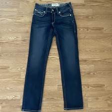 Ariat Women  s Dark Wash Blue Denim Straight Jeans Slim Fit 5-Pocket Size 28
