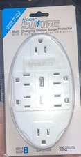 Aduro Surge Protector Multi Charging Station 6 Outlets Dual USB 2.1A 300J White