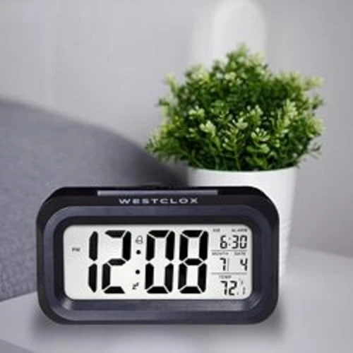  Alarm Clock with Large Digital Display and Shallow White Backlight, Black - Image 4 of 4