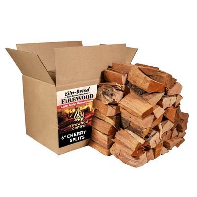 Firewood Central Kiln-Dried PA Cherry 6'' Splits (42lb) Sweet Smoking, Pizza Oven